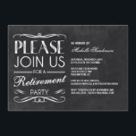 Vintages Chalkboard Retirement-Party Einladung<br><div class="desc">Eine elegante Ruhestandszeit-Party Einladung mit Vintager Typografie und einem Kalkbretthintergrund.</div>