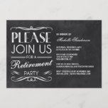 Vintages Chalkboard Retirement-Party Einladung<br><div class="desc">Eine elegante Ruhestandszeit-Party Einladung mit Vintager Typografie und einem Kalkbretthintergrund.</div>