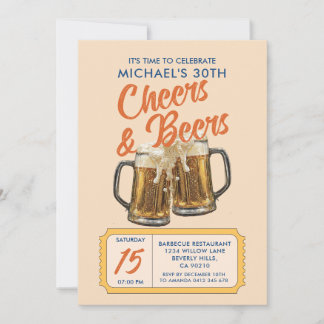 Vintages Cheers & Bers Erwachsene 40. Geburtstag P Einladung