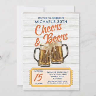 Vintages Cheers & Bers Erwachsener 40. Geburtstag  Einladung