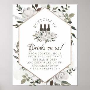 Vintages Cherish Floral Wedding Open Bar Table Sig Poster