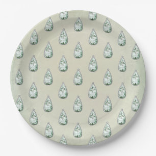 Vintages chic Diamant-aquamarin-Kristall-Muster Pappteller