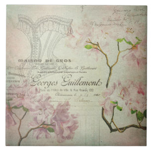 Vintages Chic-französisches Skript-schäbiges Fliese