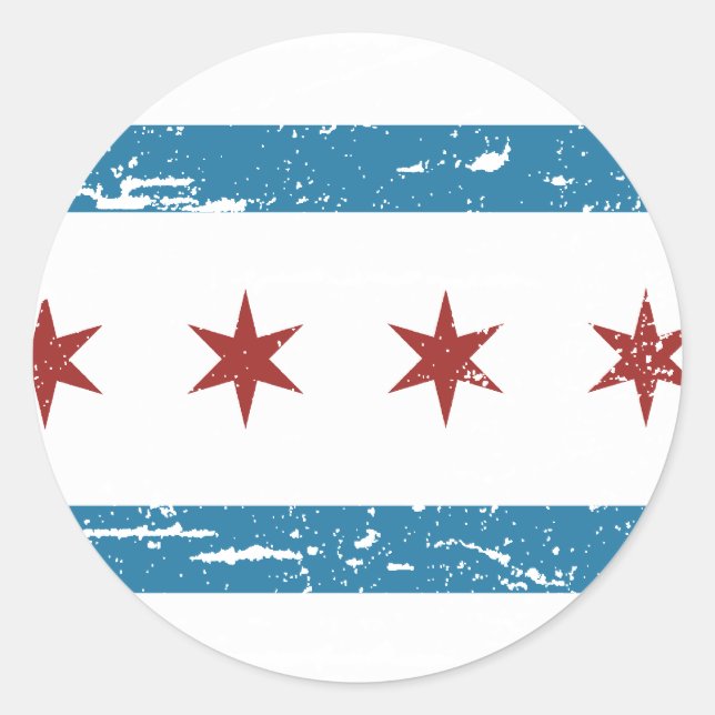 Vintages CHICAGO-Flag Runder Aufkleber (Vorderseite)
