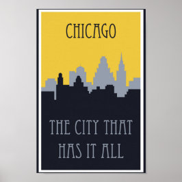 Vintages Chicago Skyline Travel Poster