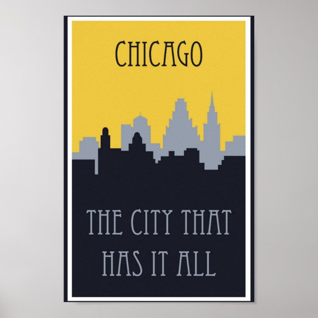 Vintages Chicago Skyline Travel Poster (Vorne)