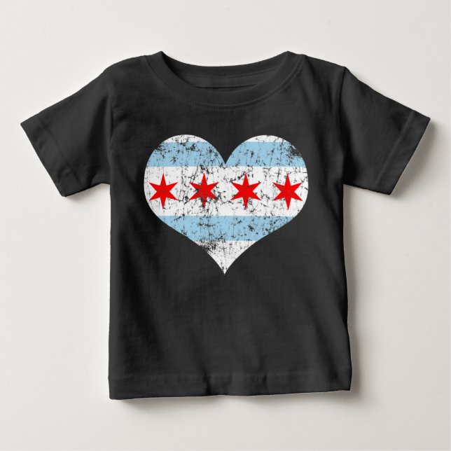 Vintages Chicagoer Flaggenherz Baby T-shirt (Vorderseite)