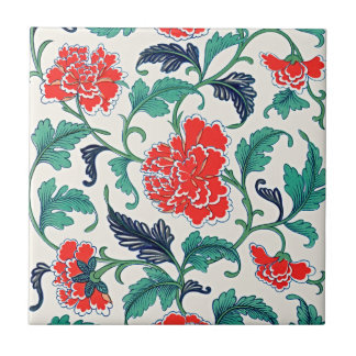Vintages Chinesisches Blumendekor Fliese