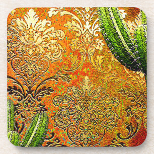 Vintages Chinesisches Cactus Motif Getränkeuntersetzer