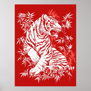 Vintages Chinesisches Papercut-Poster - Tiger 2 Poster