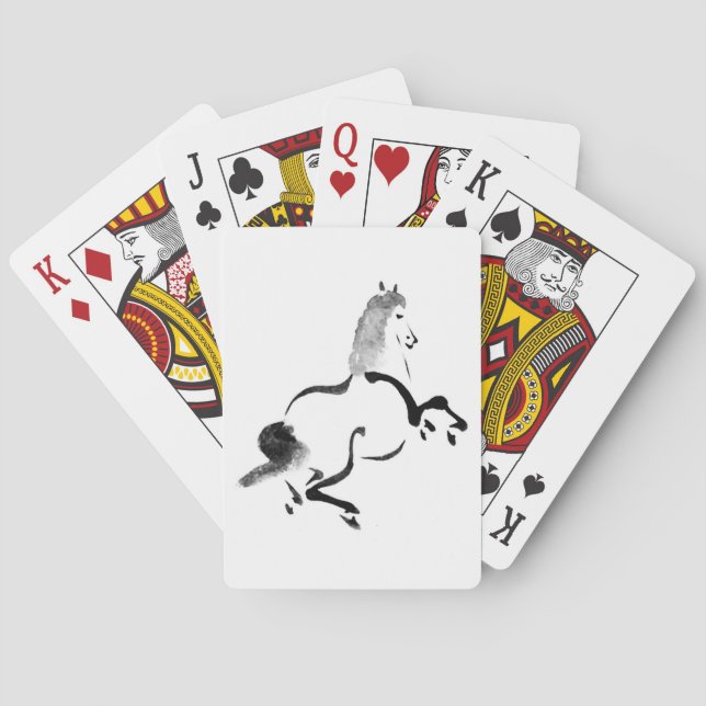 Vintages Chinesisches Pferd Spielkarten (Rückseite)