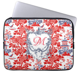 Vintages Chinoiserie Delft Französisch Rotes Blau  Laptopschutzhülle