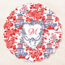 Vintages Chinoiserie Delft French Blue Monogramm