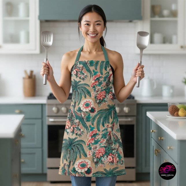 Vintages Chintz Floral Tropical Pattern Schürze (Cook in 1936 tropical chintz and bring bold vintage charm to your kitchen)