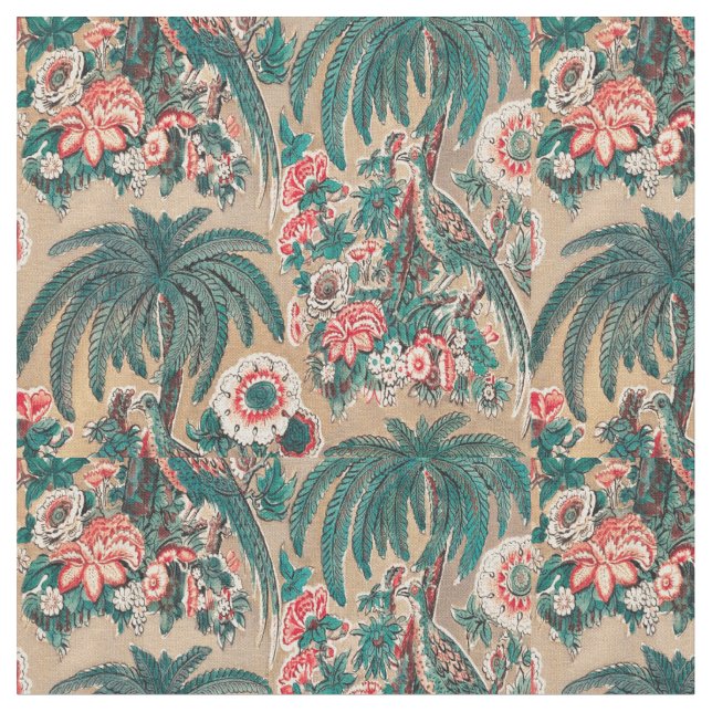 Vintages Chintz Floral Tropical Pattern Stoff (Nahaufnahme)