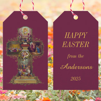 Vintages Christliches Blumenkreuz Jesus glückliche Geschenkanhänger