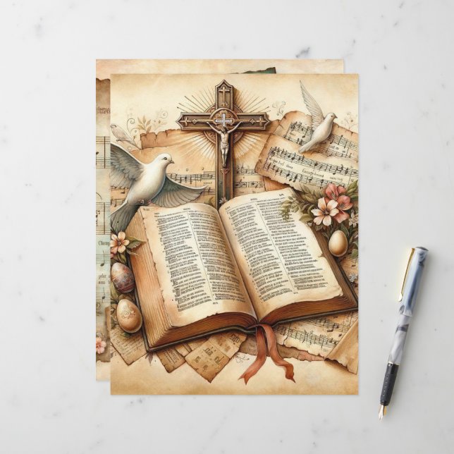 Vintages Christliches Osterbuch (Vorderseite/Rückseite Beispiel)