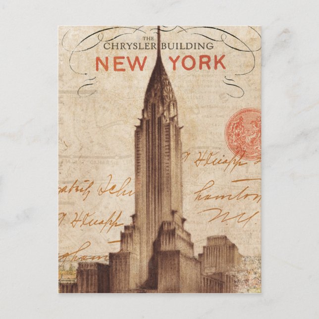 Vintages Chrysler-Gebäude in New York Postkarte (Vorderseite)