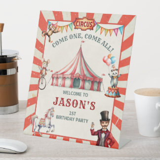Vintages Circus Carnival Geburtstagszeichen Sockelschild