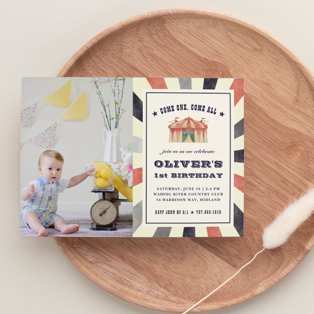 Vintages Circus Foto Geburtstagsparty Einladung (Von Creator hochgeladen)