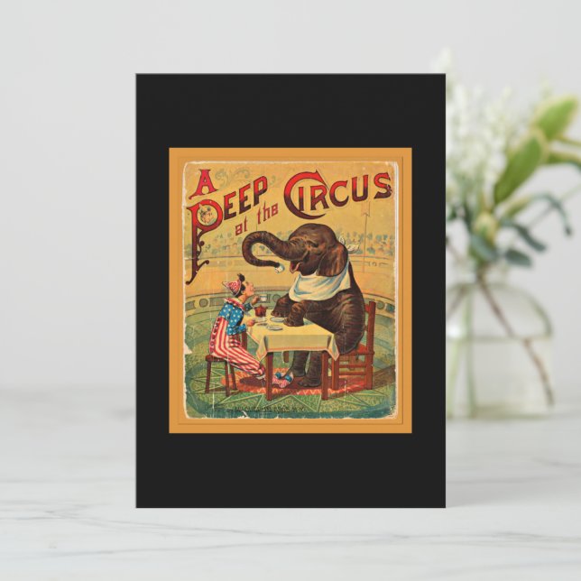 Vintages Circus Poster: Circus Elephant Einladung (Stehend Vorderseite)