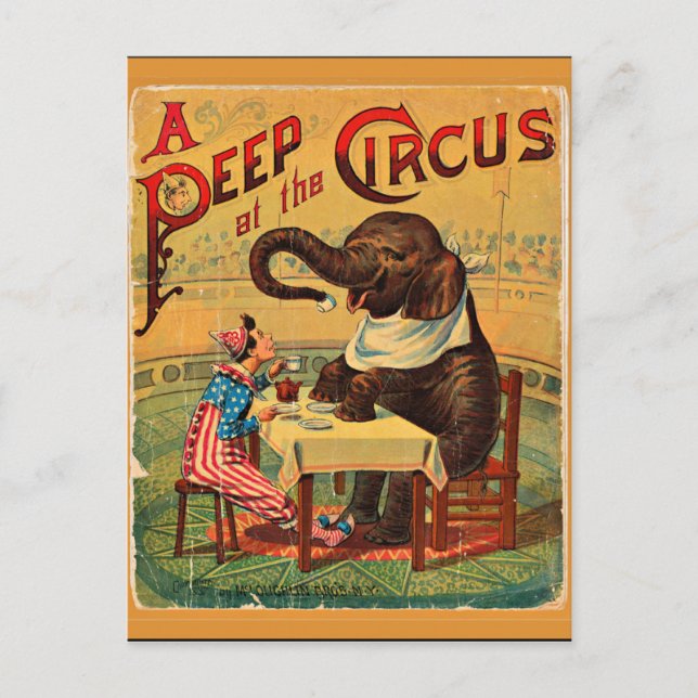 Vintages Circus Poster: Circus Elephant Postkarte (Vorderseite)
