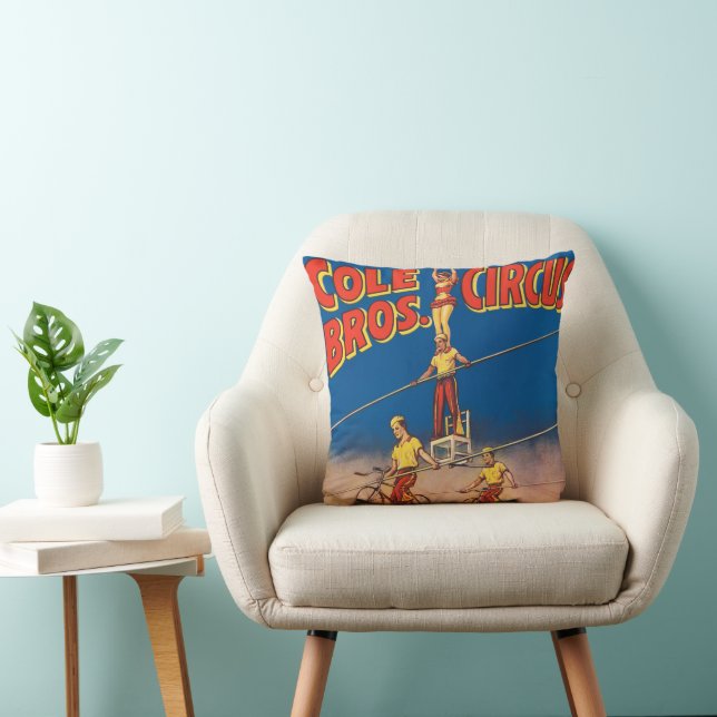 Vintages Circus Poster mit Hochdrahtreakrobaten Kissen (Stuhl )