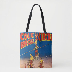 Vintages Circus Poster mit Hochdrahtreakrobaten Tasche