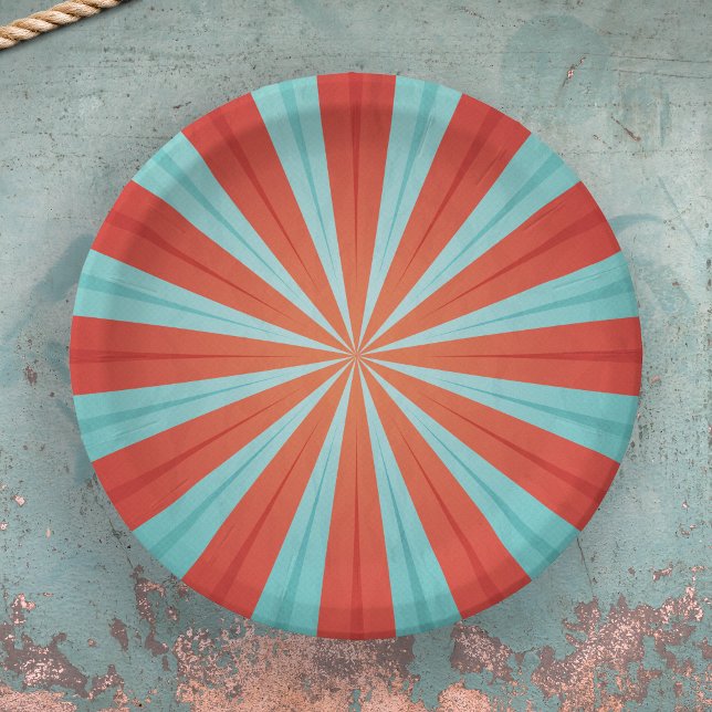 Vintages Circus Red & Blue Muster Pappteller (Circus Paper Plates)