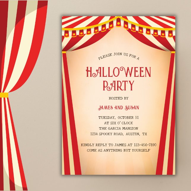 Vintages Circus Themed Halloween-Kostüm-Party Einladung (Vintage Circus Themed Halloween Costume Party Invitation)