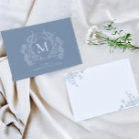 Vintages Classic Dusty Blue Floral Wappen Monogram Mitteilungskarte<br><div class="desc">Vintage Classic Dusty Blue Floral Wappen Monogram Note Card</div>