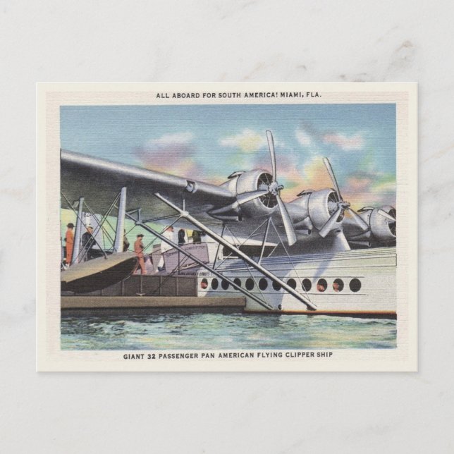 Vintages Clipper-Schiff Miami Florida Postkarte (Vorderseite)
