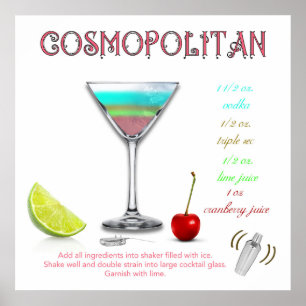 Vintages Cocktail-Rezept-kosmopolitischplakat Poster