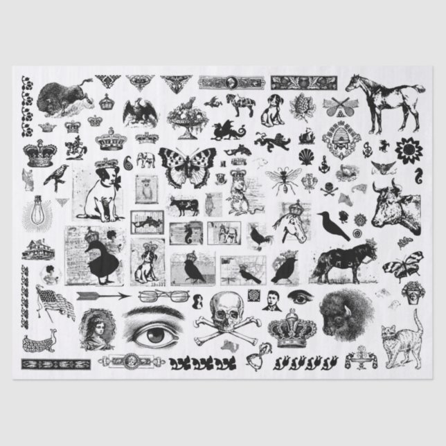 Vintages Collage Decoupage Tissue Paper Seidenpapier (Vorderseite)