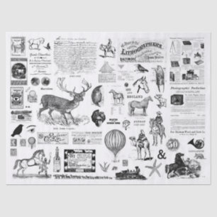 Vintages Collage Decoupage Tissue Paper Seidenpapier