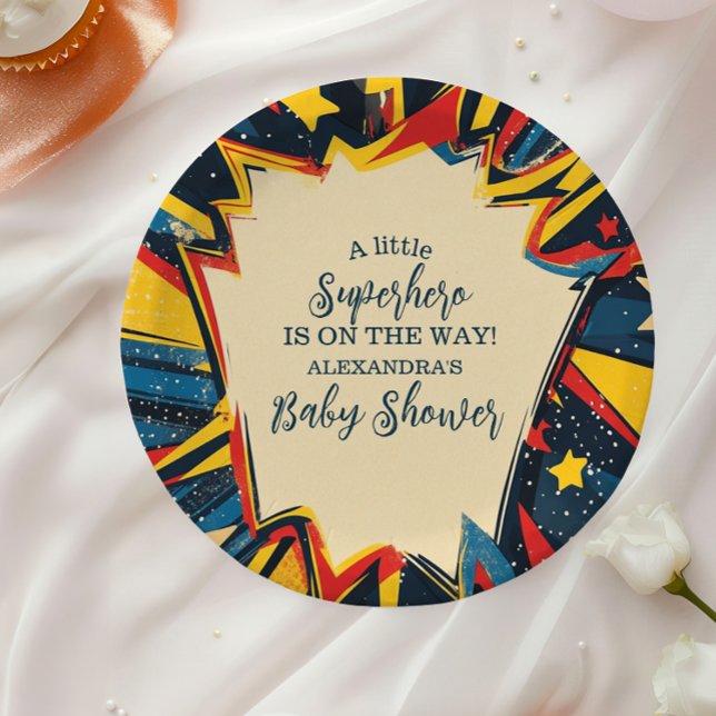 Vintages Comic Boy Baby Dusche Pappteller (Von Creator hochgeladen)