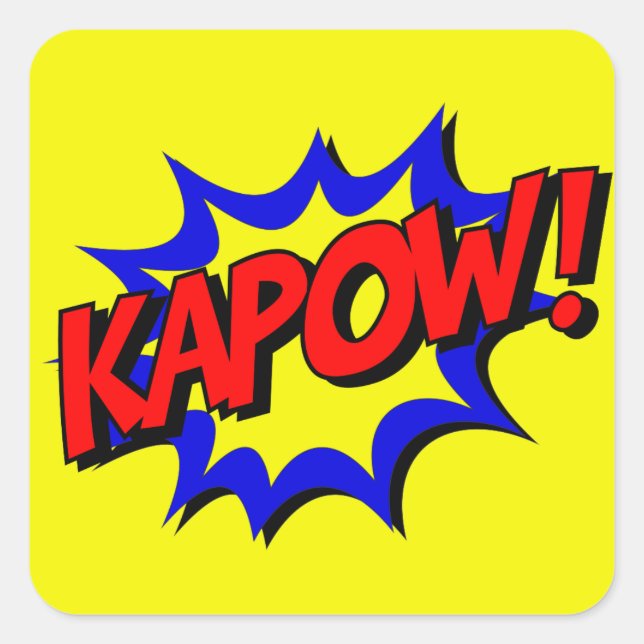Vintages Comic Buch Kapow Onomatopoeia Quadratischer Aufkleber (Vorderseite)