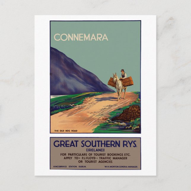 Vintages Connemara Ireland Reiseplakat Postkarte (Vorderseite)