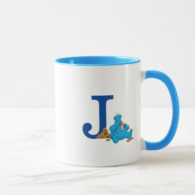 Vintages Cookie Monster Eating Cookies Monogram J Tasse (Rechts)