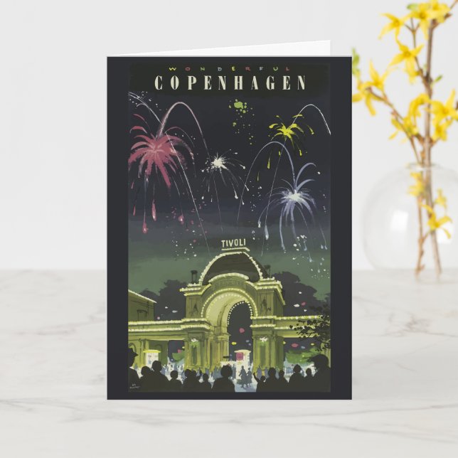 Vintages Copenhagen Illustration Travel Poster Karte (Gelbe Blume)