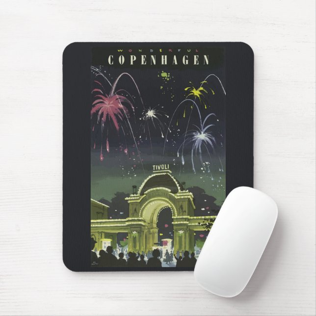 Vintages Copenhagen Illustration Travel Poster Mousepad (Mit Mouse)