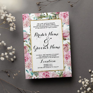 Vintages Country Chic Rosa Aquamarin Lavendel Einladung