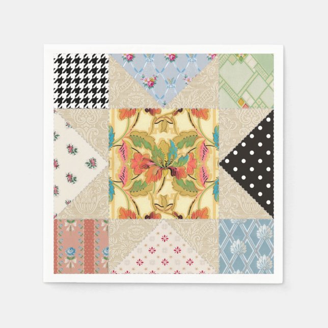 Vintages Country Style Abend Star Quilt Muster Serviette (Vorderseite)