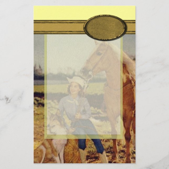 Vintages Cowgirl Briefpapier (Vorderseite)
