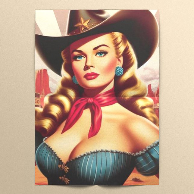 Vintages Cowgirl-Button Seidenpapier (Von Creator hochgeladen)