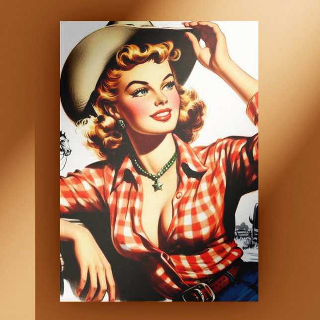 Vintages Cowgirl Button Up Postkarte (Von Creator hochgeladen)