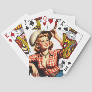 Vintages Cowgirl Button Up Spielkarten