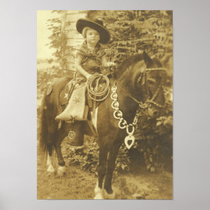 VINTAGES COWGIRL-WESTERN-PLAKAT POSTER