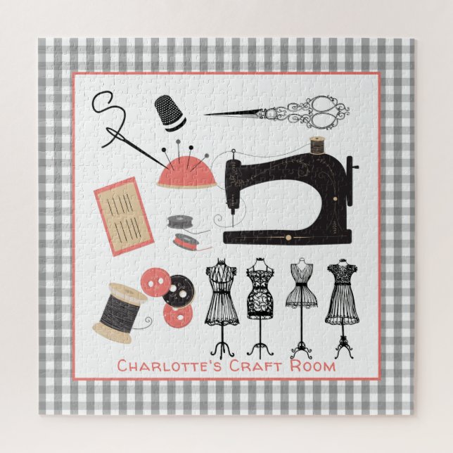 Vintages Crafty Nähthemendesign Personalisiert (Vertikal)