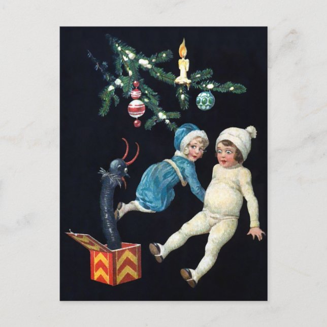 Vintages Creepy Krampus Toy Postkarte (Vorderseite)